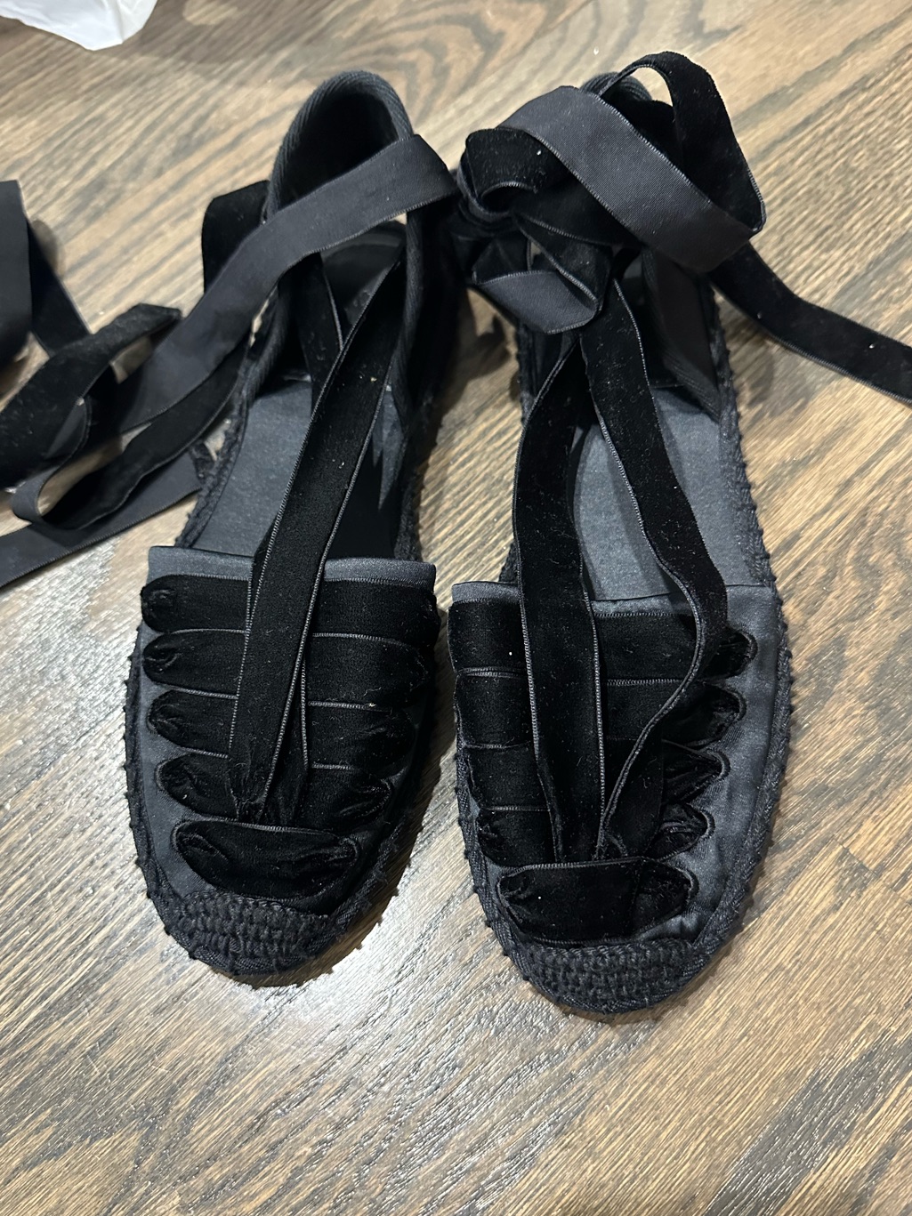 Polo By Ralph Lauren Black Satin And Velvet Lace-Up Espadrilles